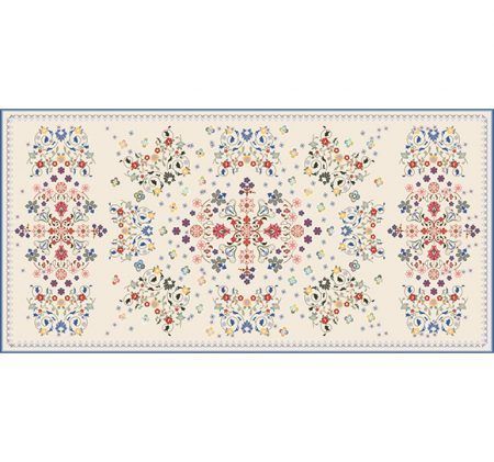 Alfombra Vinilica Floral Beige 97x48cm