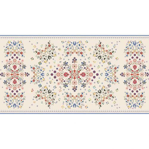 Alfombra Vinilica Floral Beige 97x48cm