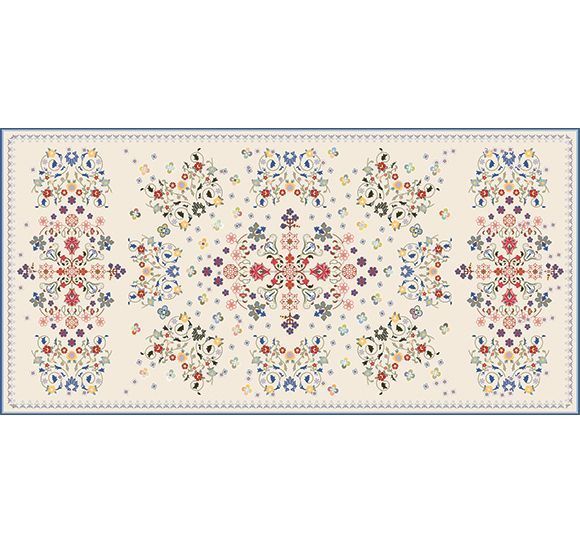 Alfombra Vinilica Floral Beige 97x48cm