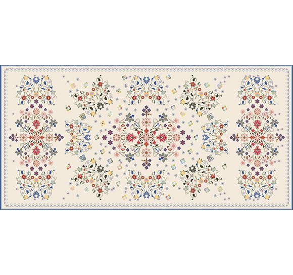 Alfombra Vinilica Floral Beige 97x48cm