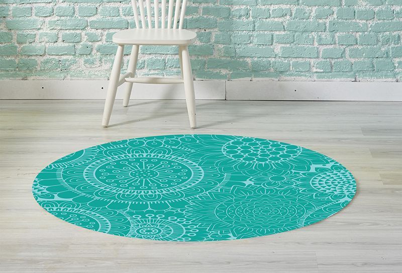 Alfombras Cocina - Redonda Turquesa 95x95 cm