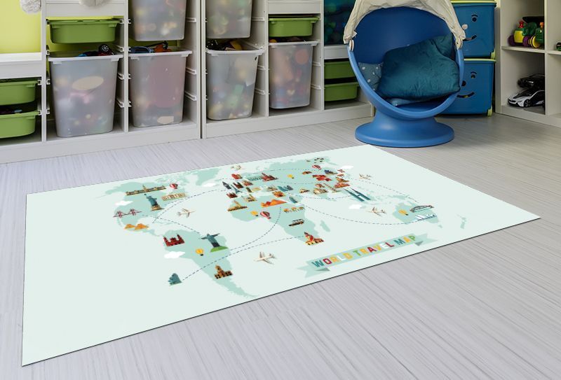 Alfombras Infantiles Lavables - Mapa del Mundo 143x97