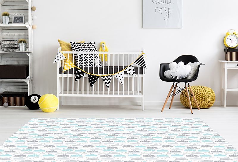 Alfombras para Bebes - Nubes Azul y Gris 295x195