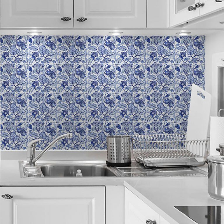 Azulejos Adhesivos Blue Flowers