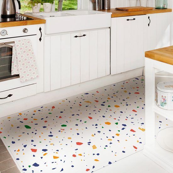 Alfombra Vinílica Mosaic White cocina