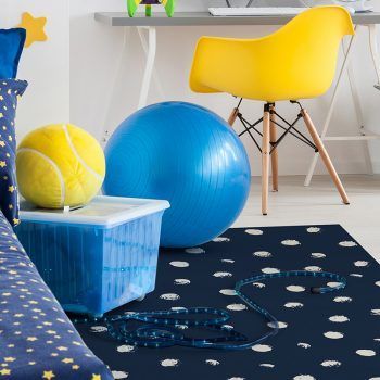 Alfombra Vinílica Infantil Polka Dots Blue dormitorio