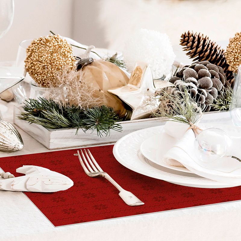 Flocon de neige de Noël rouge Abstrait Serviettes en tissu Serviettes de  table en polyester Set de 6 serviettes de table idéal pour dîner Occasions  spéciales ou dîners