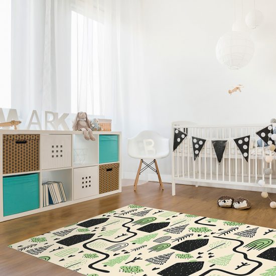 Tapis Vinyle Enfants Chemins verte chambre