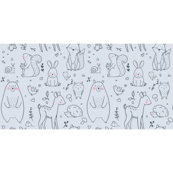 Tapis Vinyle Enfants Happy friends bleu 97 x 48 cm