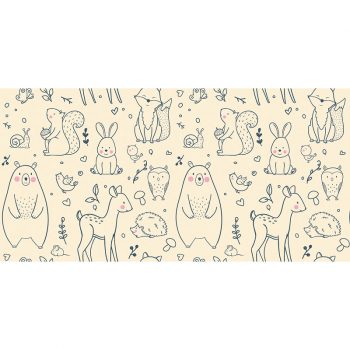 Tapis Vinyle Enfants Happy friends beige 97 x 48 cm