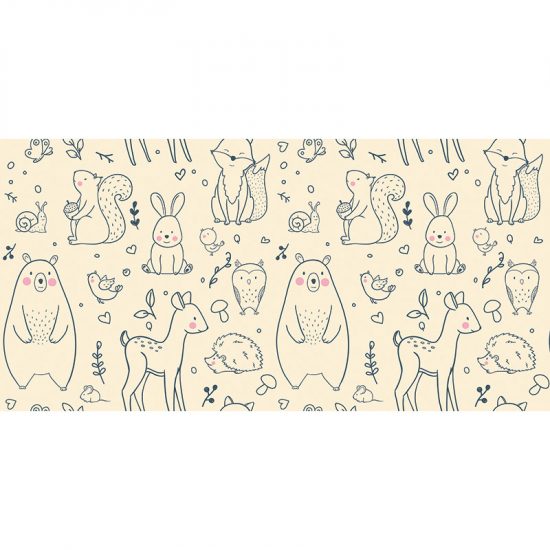 Tapis Vinyle Enfants Happy friends beige 97 x 48 cm