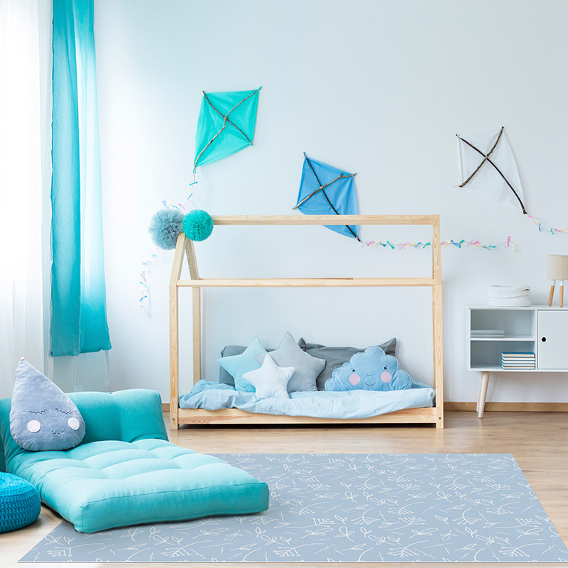 Tapis Vinyle Petites plantes bleu ciel, chambre Tapis Vinyle Petites plantes bleu ciel, chambre