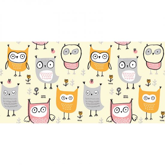 Tapis Vinyle Hiboux beige 97 x 48 cm