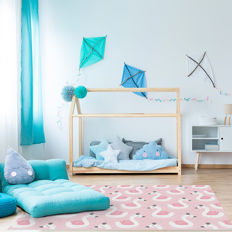 Tapis Vinyle Enfants Cygne rose chambre Tapis Vinyle Enfants Cygne rose chambre
