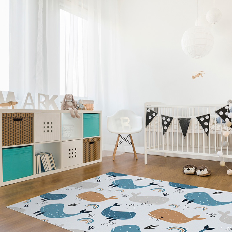Tapis Vinyle EnfantsBaleines heureuses chambre Tapis Vinyle EnfantsBaleines heureuses chambre