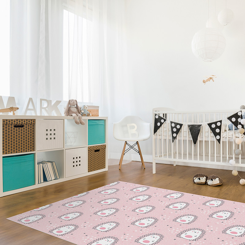 Tapis Vinyle Enfants Hérissons étoiles roses chambre Tapis Vinyle Enfants Hérissons étoiles roses chambre