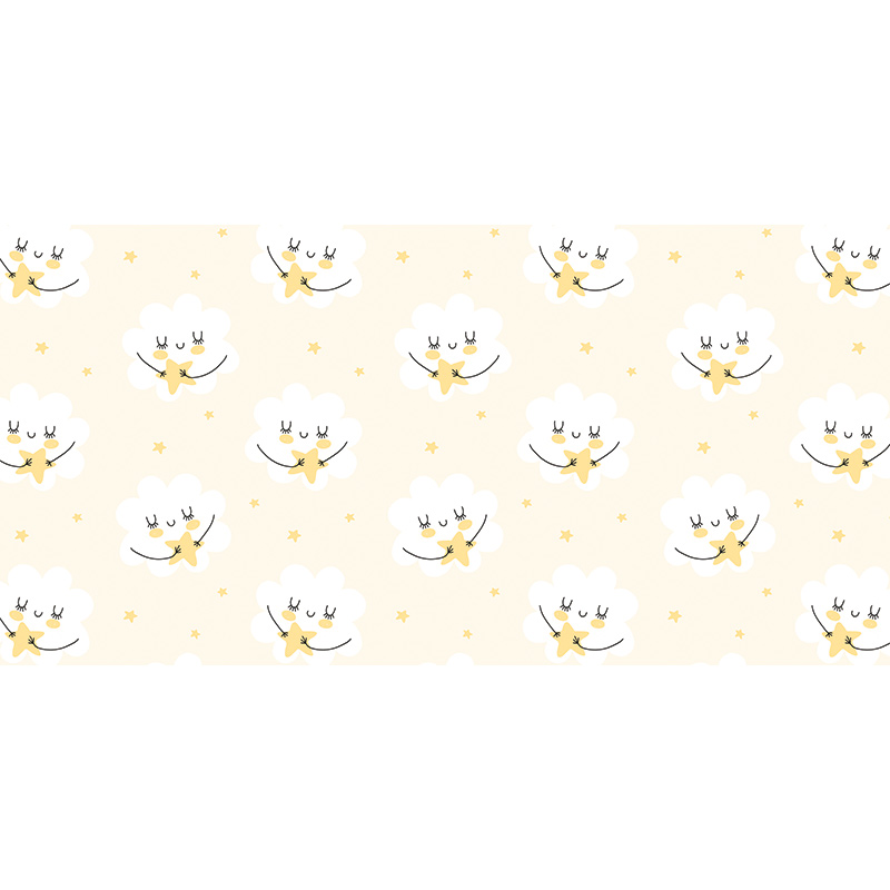 Tapis Vinyle Enfants Nuages ​​et étoiles jaunes 97 x 48 cm