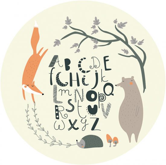 Tapis Vinyle Enfants rond ABC Forêt heureuse 60 x 60 cm