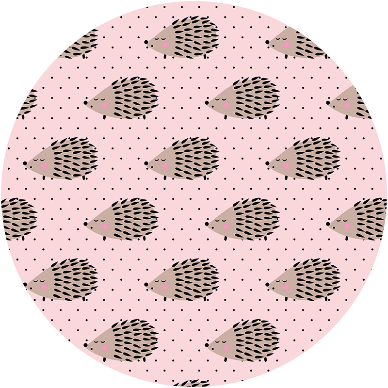 Tapis Vinyle Enfants rond Hérissons roses 60 x 60 cm