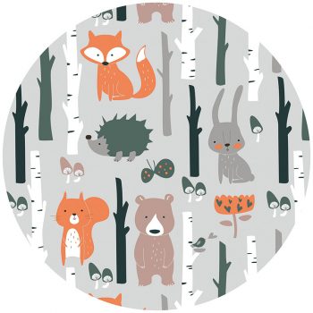Tapis Vinyle Enfants rond Animaux de la forêt 60 x 60 cm