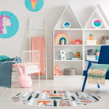 Tapis Vinyle Enfants rond Animaux de la forêt chambre