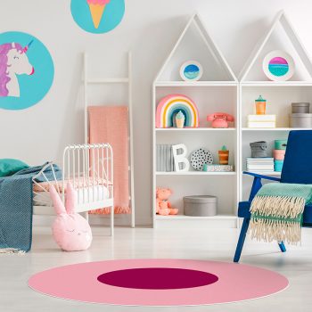 Tapis Vinyle Enfants rond Rose et fuchsia chambre