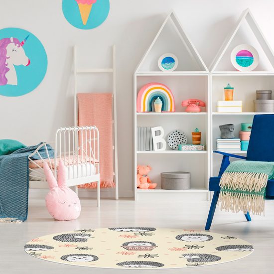 Tapis Vinyle Enfants rond Hérissons party chambre