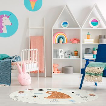 Tapis Vinyle Enfants rond Ours chambre