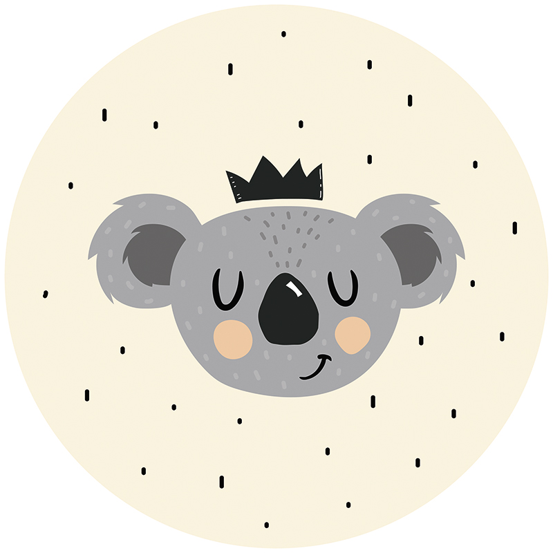 Tapis Vinyle Enfants rond Happy Koala 60 x 60 cm