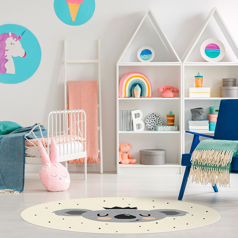 Tapis Vinyle Enfants rond Happy Koala chambre