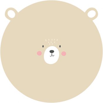 Tapis Vinyle Enfants rond Doux ours 60 x 60 cm