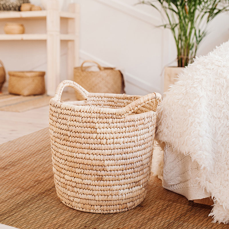 Light,Interior,Made,Of,Natural,Eco,Components.,Wicker,Straw,Basket