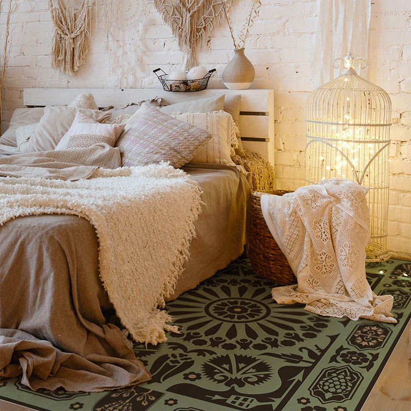 Side,View,Of,Lovely,Bedroom,With,Plaid,And,Pillows,On