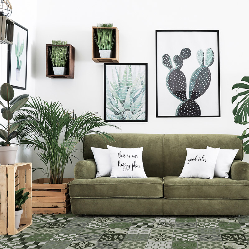 Interior,Of,Modern,Room,With,Comfortable,Sofa,And,Houseplants