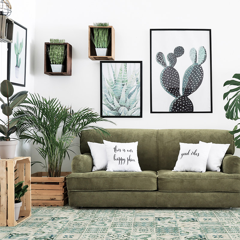 Interior,Of,Modern,Room,With,Comfortable,Sofa,And,Houseplants