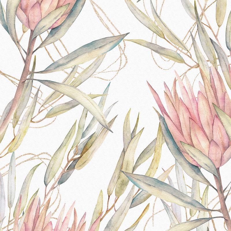 Decorative,Tropical,Botanical,Leaves,-,Interior,Wallpaper,-,Seamless,Background