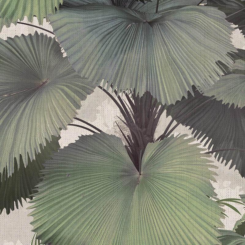 Tropical,Trees,And,Leaves,Wallpaper,Design,In,Foggy,Forest,-