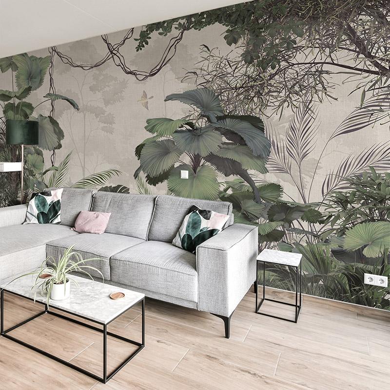 Stunning,Living,Area,With,Gray,Plush,Sofa,And,Glass,Coffee