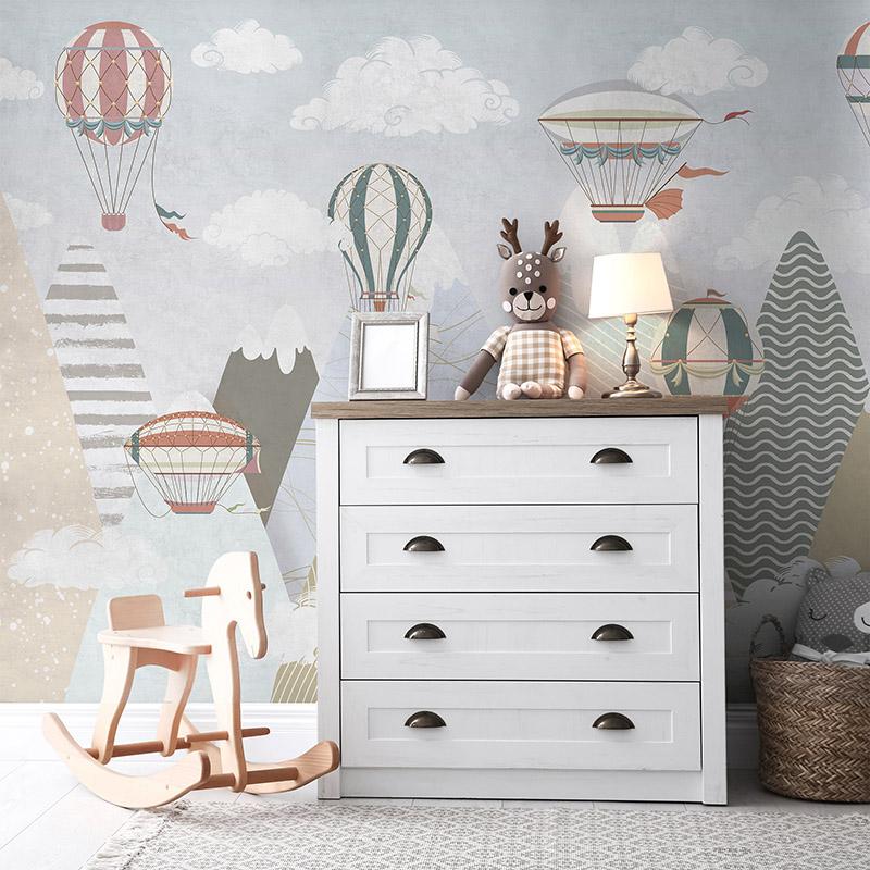 Modern,White,Chest,Of,Drawers,Near,Light,Wall,In,Child
