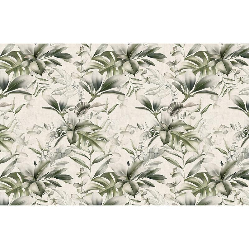 Tropical,Trees,And,Leaves,Wallpaper,Design,In,Foggy,Forest,-