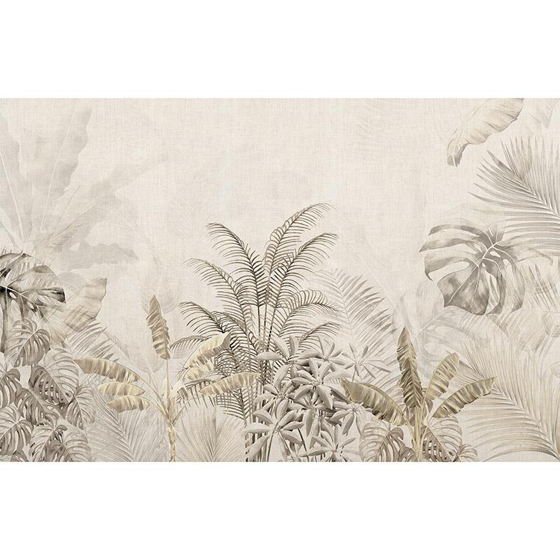 Tropical,Trees,And,Leaves,Wallpaper,Design,In,Foggy,Forest,-